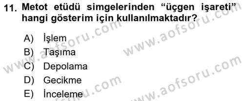 Verimlilik Yönetimi Dersi 2023 - 2024 Yılı (Vize) Ara Sınavı 11. Soru