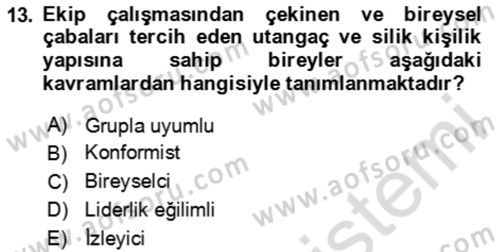 Verimlilik Yönetimi Dersi 2023 - 2024 Yılı (Final) Dönem Sonu Sınav Soruları 13. Soru