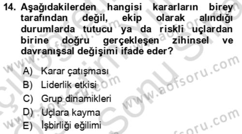 Verimlilik Yönetimi Dersi 2023 - 2024 Yılı (Final) Dönem Sonu Sınav Soruları 14. Soru
