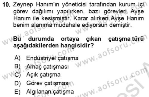Verimlilik Yönetimi Dersi 2023 - 2024 Yılı Yaz Okulu Sınav Soruları 10. Soru