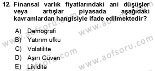 Verimlilik Yönetimi Dersi 2023 - 2024 Yılı Yaz Okulu Sınav Soruları 12. Soru