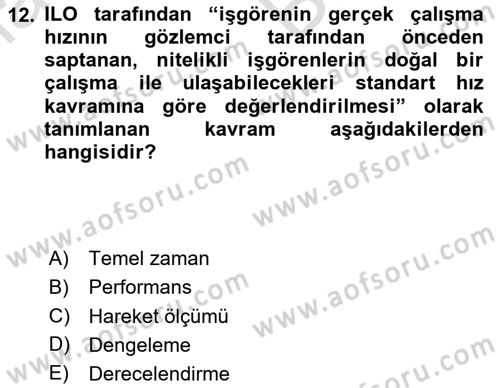 Verimlilik Yönetimi Dersi 2024 - 2025 Yılı (Vize) Ara Sınav Soruları 12. Soru