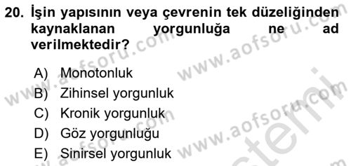 Verimlilik Yönetimi Dersi 2024 - 2025 Yılı (Vize) Ara Sınav Soruları 20. Soru