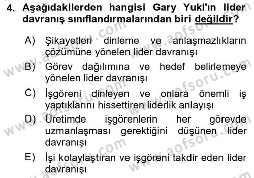 Verimlilik Yönetimi Dersi 2024 - 2025 Yılı (Vize) Ara Sınav Soruları 4. Soru