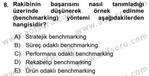Verimlilik Yönetimi Dersi 2024 - 2025 Yılı (Vize) Ara Sınav Soruları 8. Soru
