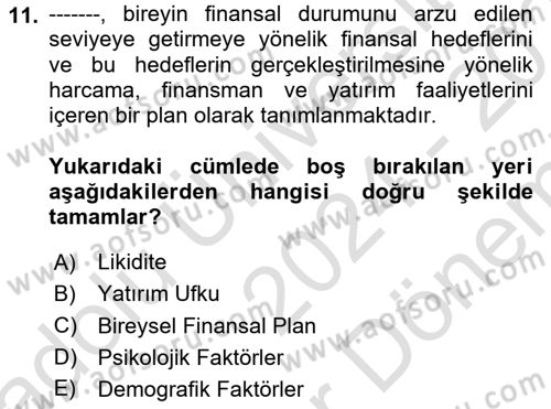 Verimlilik Yönetimi Dersi 2024 - 2025 Yılı (Final) Dönem Sonu Sınav Soruları 11. Soru