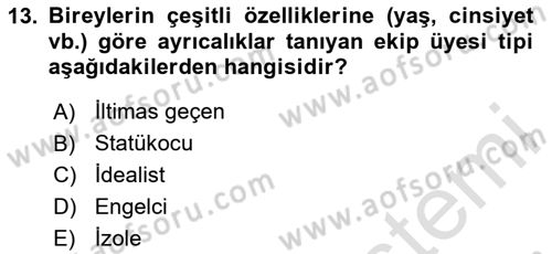 Verimlilik Yönetimi Dersi 2024 - 2025 Yılı (Final) Dönem Sonu Sınav Soruları 13. Soru