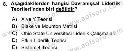 Verimlilik Yönetimi Dersi 2024 - 2025 Yılı (Final) Dönem Sonu Sınav Soruları 8. Soru