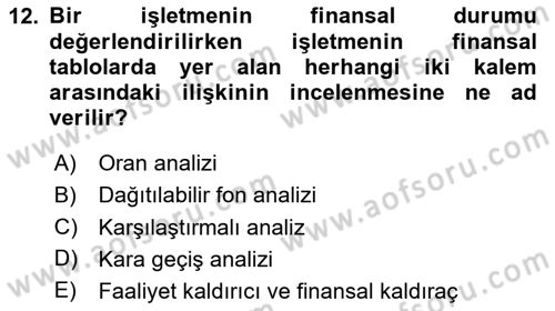 Verimlilik Yönetimi Dersi 2024 - 2025 Yılı Yaz Okulu Sınav Soruları 12. Soru