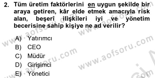 Verimlilik Yönetimi Dersi 2024 - 2025 Yılı Yaz Okulu Sınav Soruları 2. Soru