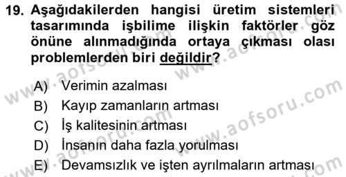 Verimlilik Yönetimi Dersi 2025 - 2026 Yılı (Vize) Ara Sınav Soruları 19. Soru