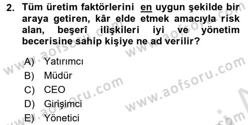 Verimlilik Yönetimi Dersi 2025 - 2026 Yılı (Vize) Ara Sınav Soruları 2. Soru