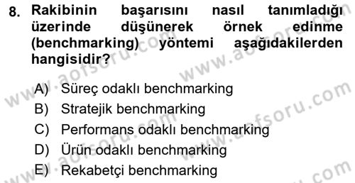 Verimlilik Yönetimi Dersi 2025 - 2026 Yılı (Vize) Ara Sınav Soruları 8. Soru