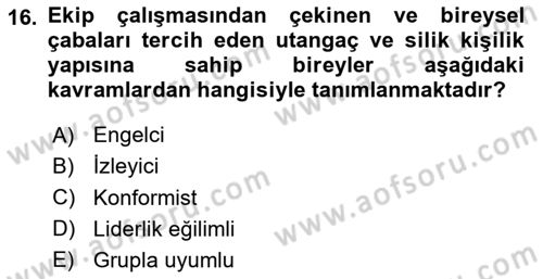 Verimlilik Yönetimi Dersi 2025 - 2026 Yılı (Final) Dönem Sonu Sınav Soruları 16. Soru