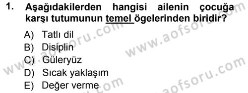 Aile İçi Uyumlu Etkileşim Dersi 2012 - 2013 Yılı (Vize) Ara Sınav Soruları 1. Soru