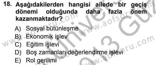 Aile İçi Uyumlu Etkileşim Dersi 2012 - 2013 Yılı (Vize) Ara Sınav Soruları 18. Soru