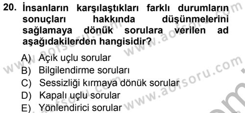 Aile İçi Uyumlu Etkileşim Dersi 2012 - 2013 Yılı (Vize) Ara Sınav Soruları 20. Soru
