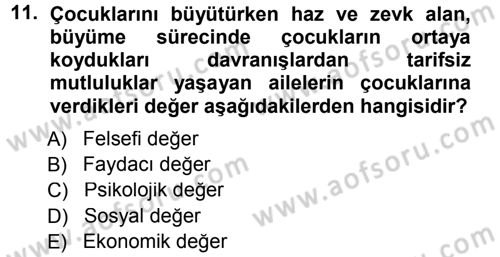 Aile İçi Uyumlu Etkileşim Dersi 2012 - 2013 Yılı (Final) Dönem Sonu Sınav Soruları 11. Soru