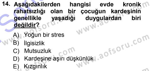 Aile İçi Uyumlu Etkileşim Dersi 2012 - 2013 Yılı (Final) Dönem Sonu Sınav Soruları 14. Soru