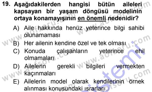 Aile İçi Uyumlu Etkileşim Dersi 2012 - 2013 Yılı (Final) Dönem Sonu Sınav Soruları 19. Soru