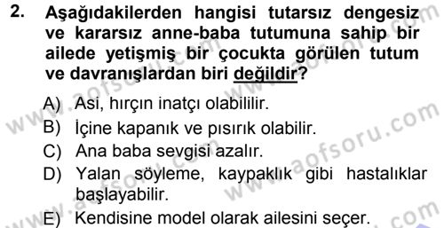Aile İçi Uyumlu Etkileşim Dersi 2012 - 2013 Yılı (Final) Dönem Sonu Sınav Soruları 2. Soru