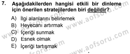 Aile İçi Uyumlu Etkileşim Dersi 2012 - 2013 Yılı (Final) Dönem Sonu Sınav Soruları 7. Soru