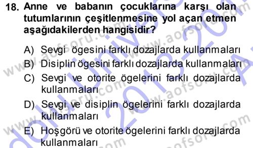 Aile İçi Uyumlu Etkileşim Dersi 2013 - 2014 Yılı (Vize) Ara Sınav Soruları 18. Soru