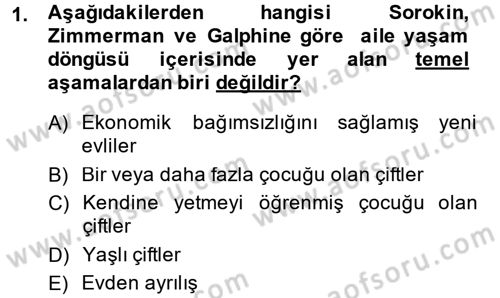 Aile İçi Uyumlu Etkileşim Dersi 2013 - 2014 Yılı (Final) Dönem Sonu Sınav Soruları 1. Soru