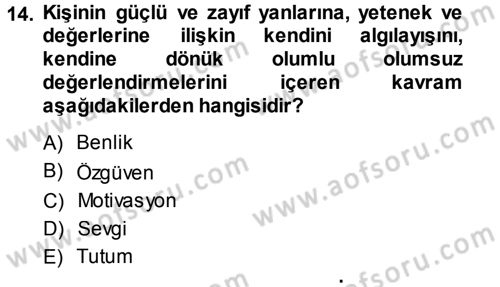 Aile İçi Uyumlu Etkileşim Dersi 2013 - 2014 Yılı (Final) Dönem Sonu Sınav Soruları 14. Soru