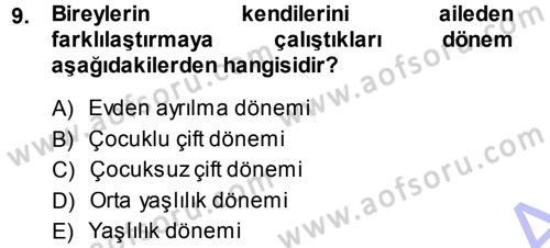 Aile İçi Uyumlu Etkileşim Dersi 2013 - 2014 Yılı (Final) Dönem Sonu Sınav Soruları 9. Soru