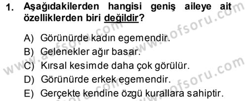 Aile İçi Uyumlu Etkileşim Dersi 2013 - 2014 Yılı Tek Ders Sınav Soruları 1. Soru