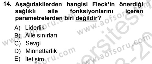 Aile İçi Uyumlu Etkileşim Dersi 2013 - 2014 Yılı Tek Ders Sınav Soruları 14. Soru