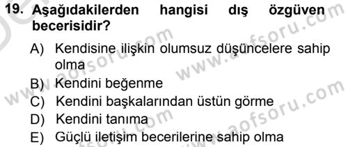 Aile İçi Uyumlu Etkileşim Dersi 2013 - 2014 Yılı Tek Ders Sınav Soruları 19. Soru