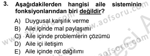 Aile İçi Uyumlu Etkileşim Dersi 2013 - 2014 Yılı Tek Ders Sınav Soruları 3. Soru