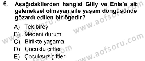 Aile İçi Uyumlu Etkileşim Dersi 2013 - 2014 Yılı Tek Ders Sınav Soruları 6. Soru