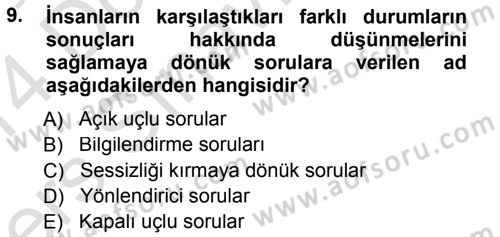 Aile İçi Uyumlu Etkileşim Dersi 2013 - 2014 Yılı Tek Ders Sınav Soruları 9. Soru