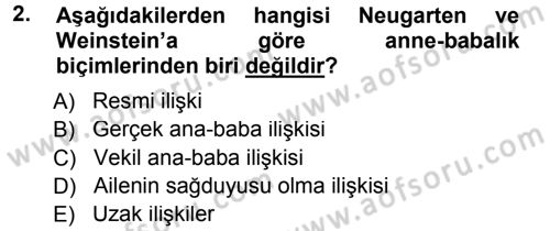 Aile İçi Uyumlu Etkileşim Dersi 2014 - 2015 Yılı (Vize) Ara Sınav Soruları 2. Soru