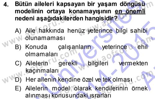 Aile İçi Uyumlu Etkileşim Dersi 2014 - 2015 Yılı (Vize) Ara Sınav Soruları 4. Soru