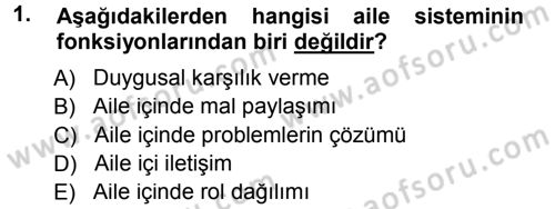 Aile İçi Uyumlu Etkileşim Dersi 2014 - 2015 Yılı (Final) Dönem Sonu Sınav Soruları 1. Soru