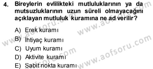 Aile İçi Uyumlu Etkileşim Dersi 2014 - 2015 Yılı (Final) Dönem Sonu Sınav Soruları 4. Soru