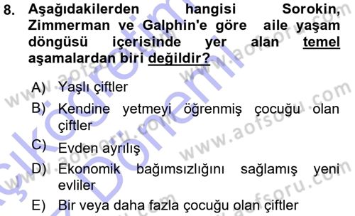 Aile İçi Uyumlu Etkileşim Dersi 2015 - 2016 Yılı (Vize) Ara Sınav Soruları 8. Soru