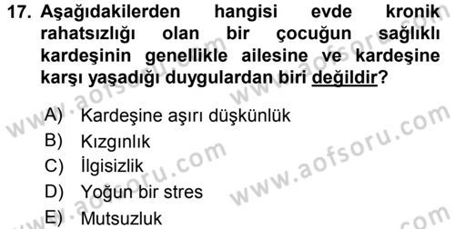 Aile İçi Uyumlu Etkileşim Dersi 2016 - 2017 Yılı (Final) Dönem Sonu Sınav Soruları 17. Soru
