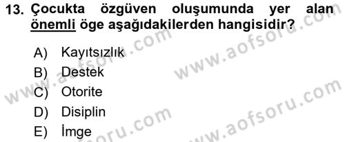 Aile İçi Uyumlu Etkileşim Dersi 2017 - 2018 Yılı 3 Ders Sınav Soruları 13. Soru