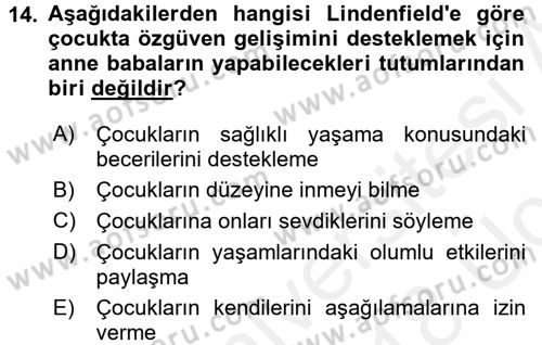 Aile İçi Uyumlu Etkileşim Dersi 2017 - 2018 Yılı 3 Ders Sınav Soruları 14. Soru
