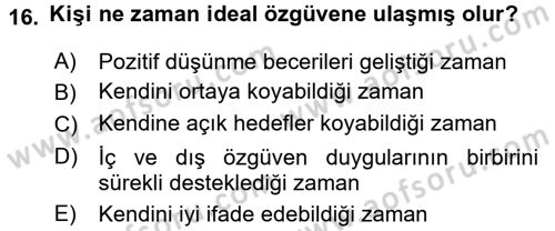 Aile İçi Uyumlu Etkileşim Dersi 2017 - 2018 Yılı 3 Ders Sınav Soruları 16. Soru