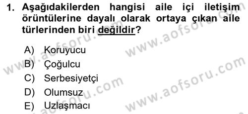 Aile İçi Uyumlu Etkileşim Dersi 2018 - 2019 Yılı (Vize) Ara Sınav Soruları 1. Soru