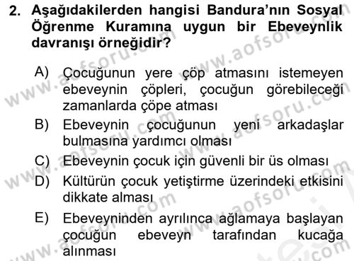 Aile İçi Uyumlu Etkileşim Dersi 2018 - 2019 Yılı (Vize) Ara Sınav Soruları 2. Soru