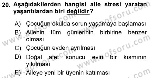 Aile İçi Uyumlu Etkileşim Dersi 2018 - 2019 Yılı (Vize) Ara Sınav Soruları 20. Soru