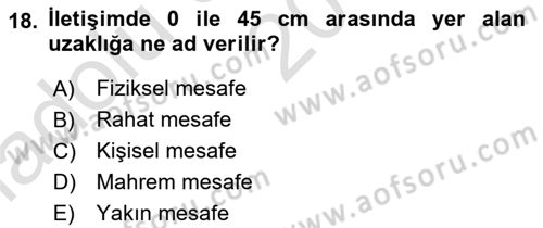 Aile İçi Uyumlu Etkileşim Dersi 2019 - 2020 Yılı (Vize) Ara Sınav Soruları 18. Soru