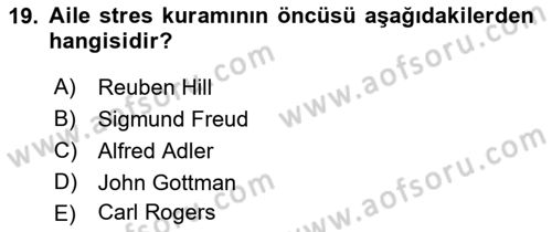 Aile İçi Uyumlu Etkileşim Dersi 2019 - 2020 Yılı (Vize) Ara Sınav Soruları 19. Soru